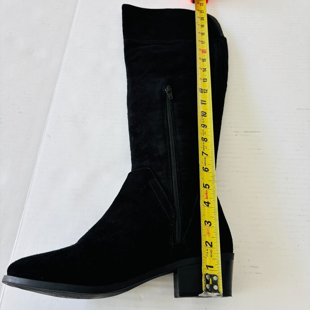 Vince Camuto Bendra Suede Over The Knee Boots Womens 8.5 M Black Flat Zip Goth - Picture 7 of 16